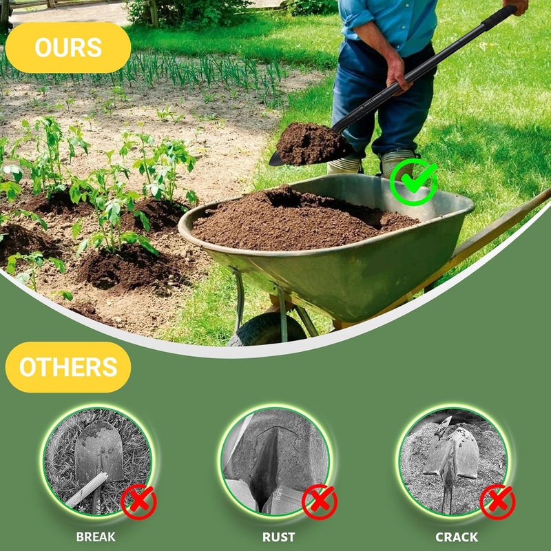 ABtool Small Shovels for Digging, Garden Spade Shovel Beach Shovels with 43.3in Handle,Heavy Duty Portable Metal Shovel for Gardening Camping Trenching Digging Landscaping,Off-Road Use, Black - Image 5